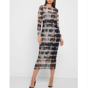 Topshop Sheer Mesh Tie Dye Fitted Maxi Size 4-6